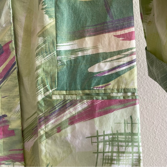 Vintage Melrose green & pink abstract waterproof trench coat - Picture 9 of 15